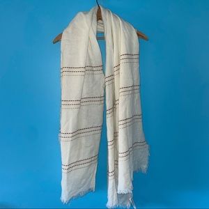 White Fringe Blanket Scarf Stripe Fall Winter